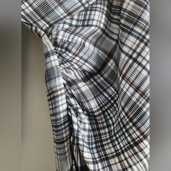 Zara Satin Effect long sleeve dress womens size Large academia plaid classic - Picture 10 of 16